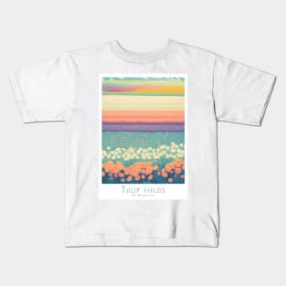 Serene Tulip Fields Panorama in Vintage Retro Style Kids T-Shirt